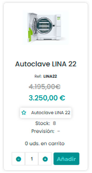 Autoclave Lina 22 | AspDent | Venta de material dental